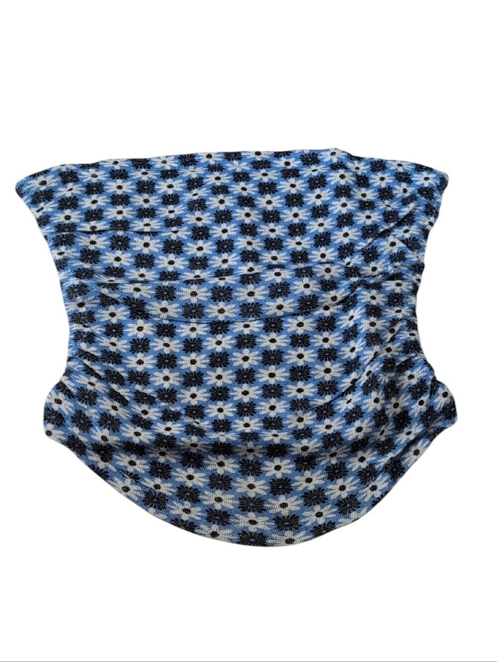 Free People Boulevard Floral Cotton Knit Tube Top in Blue Vista Combo Size Large